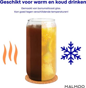 Malmoo Latte Macchiato Glazen - Set van 4 - Beker met rietje, Ophalen of Verzenden, Zo goed als nieuw
