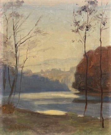 Alfred Chabloz (1866-1951) - Passaggio al tramonto, Antiek en Kunst, Kunst | Schilderijen | Klassiek