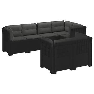 vidaXL 7-Persoons Tuinbank met Kussens Rieten Look PP, Verzenden, Nieuw