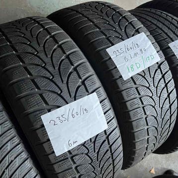 2 x Bridgestone Blizzak LM-80 235-60-18 Winterbanden 6mm, Auto-onderdelen, Banden en Velgen, 18 inch, Gebruikt, 235 mm, Band(en)