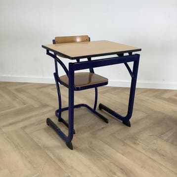 complete schoolset Marko 8x tafels + stoelen, zithoogte 46, Ophalen of Verzenden, Gebruikt, Hout
