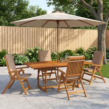 vidaXL 5-delige tuin eetset Naturel Massief Acaciahout, Verzenden, Nieuw