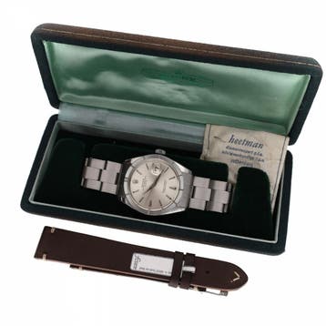 Rolex Date 34mm 1501; Vintage Automatisch Horloge, Overige merken, Leer, Polshorloge, Ophalen of Verzenden