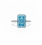 Ring - 14 karaat Witgoud - 6.75ct. tw. Blauw Diamant (Fancy, Nieuw