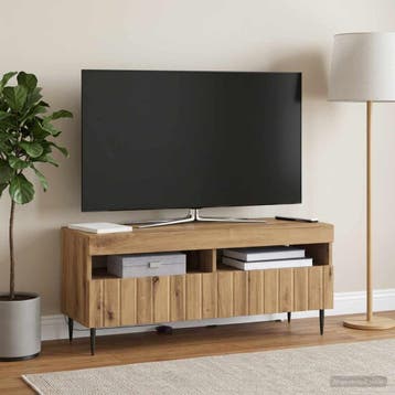 vidaXL LED tv-meubel ZWOLLE 100 x 35 x 43 cm Artisanaal, Minder dan 50 cm, Verzenden, Nieuw, Minder dan 100 cm