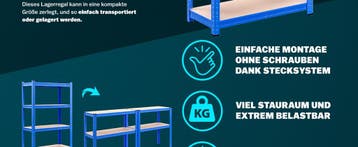 Stellingkast Blauw 180x90x40cm tot 875kg (Kasten, Interieur), Verzenden, Nieuw