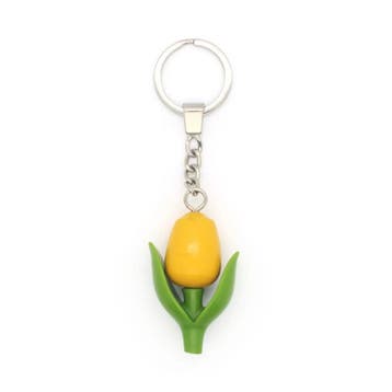 Houten Mini-tulp sleutelhanger van 4,5 cm Geel, Ophalen of Verzenden, Nieuw