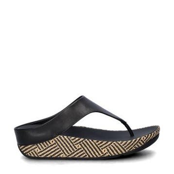 Fitflop Lulu Lux Graphic Wedge slippers voor dames, Kleding | Dames, Schoenen, Slippers, Verzenden, Zwart, Nieuw