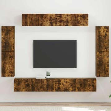vidaXL TV-kast 8 st Gerookt eiken, Verzenden, Nieuw, Minder dan 50 cm, Minder dan 100 cm