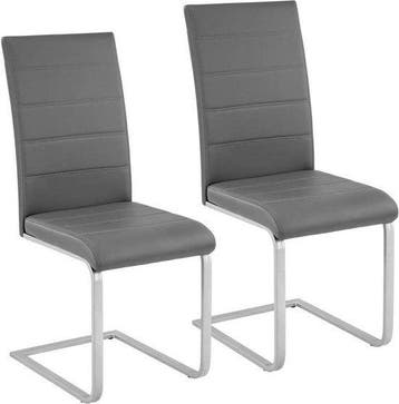 2dekans | tectake® - set van 2 eetkamerstoelen Bettina grijs, Ophalen of Verzenden, Zo goed als nieuw, Grijs