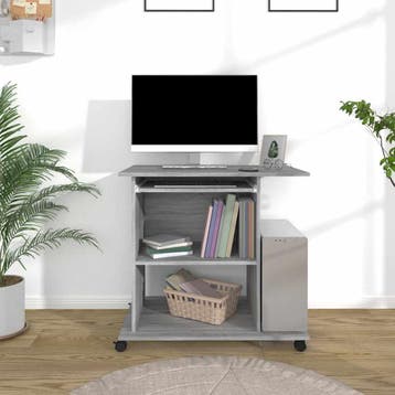 vidaXL Computerbureau 80x50x75 cm bewerkt hout grijs sonoma, Verzenden, Nieuw