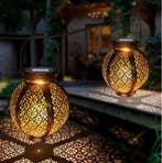 Solar Retro Hanglantaarn – Waterdicht, Warm Wit LED Tuinlamp, Verzenden, Nieuw