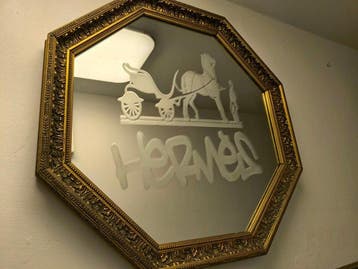 Hermes Mirror - Reclamebord - glas, hout