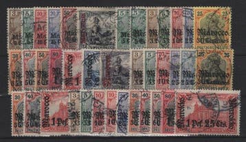 Duits postkantoor in Marokko 1900/1911 - 39 verschillende, Gestempeld