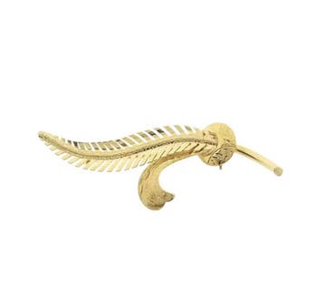 Gouden veer broche, Ophalen of Verzenden, Gebruikt, Goud, Goud