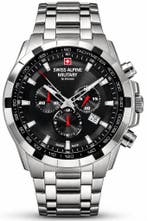 Swiss Alpine Military 7043.9237 horloge saffierglas, Overige merken, Staal, Verzenden, Polshorloge
