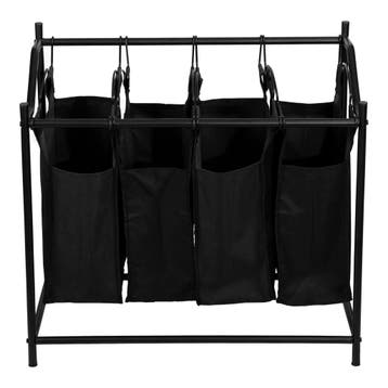 [en.casa] Wasmand Vamdrup met 4 zakken 75x78x40 cm zwart, Huis en Inrichting, Verzenden, Nieuw