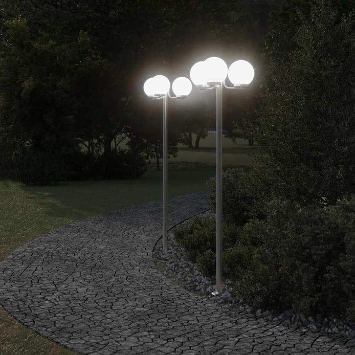 vidaXL Vloerlamp voor buiten 2 st 215 cm roestvrij staal, Tuin en Terras, Buitenverlichting, Vloerlamp, Nieuw, Rvs, Verzenden