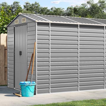 vidaXL Tuinhuis Lichtgrijs 191x470x198 cm Gegalvaniseerd, Verzenden, Nieuw