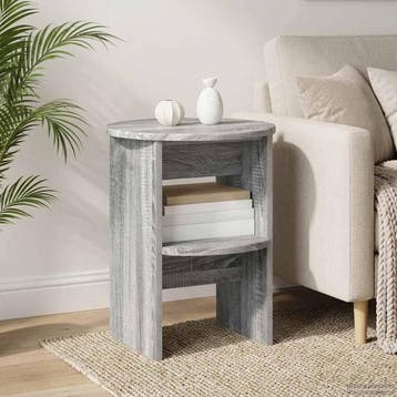 vidaXL Bijzetkast 2 pcs Grijze Sonoma Ø40 x 50 cm, Verzenden, Nieuw, Overige houtsoorten, Minder dan 100 cm