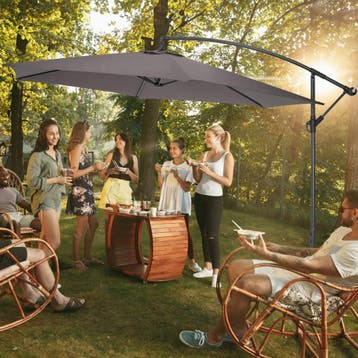 Parasol zweefparasol Ciccio Ø 350cm met beschermhoes - grijs, Verzenden, Nieuw