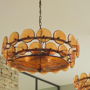 Lorenzo Design Kroonluchter - Italiaans Amber & Groen Art Gl, Verzenden, Nieuw