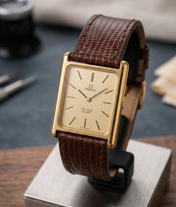 Omega - De Ville Tank Quartz- 20 Microns Gold Plated - Ref., Nieuw