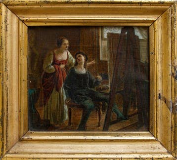 Italiaanse school (XIX) - Raffaello e la fornarina nello