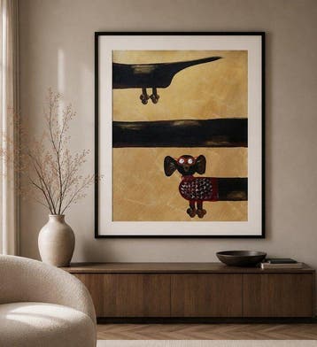 Tetiana Zaitseva - Acrylic Painting XL Wide Dog in Glasses
