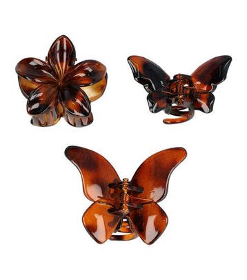 Haarspeld Haarklemmen 4 cm – Bloemvorm & Vlindervorm – Bruin, Nieuw