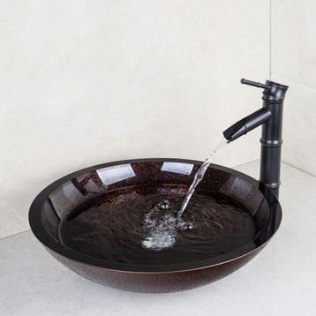 Olie Bronzen afgewerkte wastafel kraan Bambuk met hand gesch, Verzenden, Nieuw