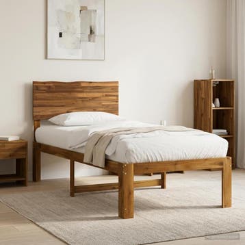 vidaXL Eenpersoonsbed met hoofdbord ROSTOCK Naturel 80 x 200, Eenpersoons, Bruin, Verzenden, Nieuw