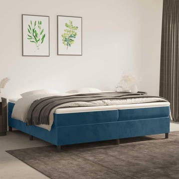 vidaXL Boxspring bed 200x200 cm fluweel donkerblauw, Huis en Inrichting, Overige maten, 200 cm, Stof, Verzenden