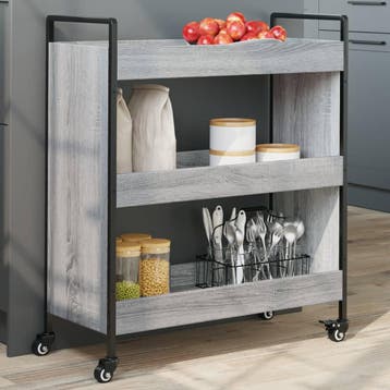 vidaXL Keukentrolley 70x30x82 cm bewerkt hout grijs sonoma, Verzenden, Nieuw