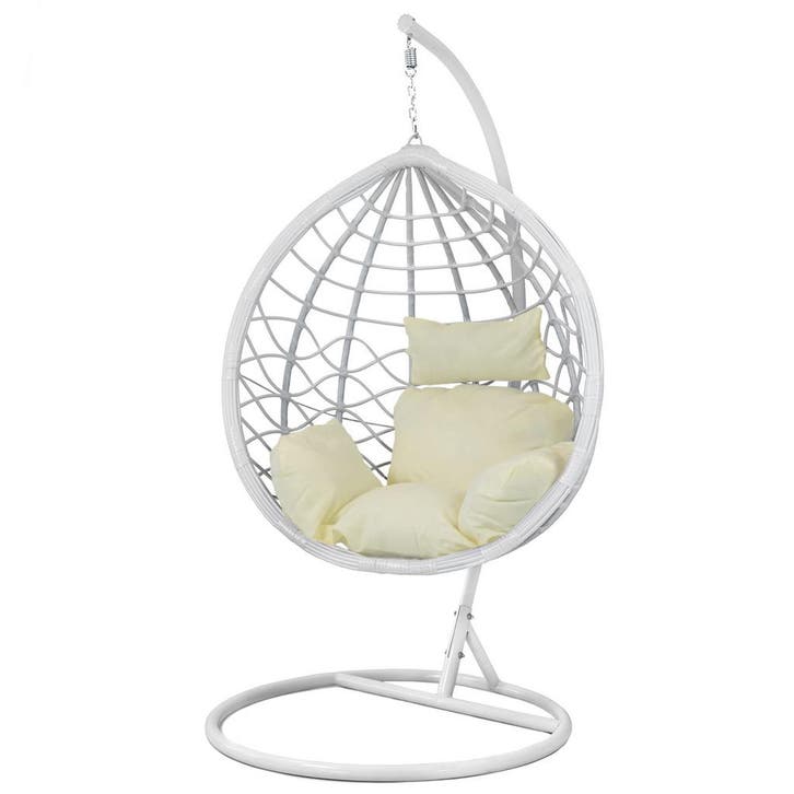 Hangstoel Ei Wit | Stalen Frame | Scherpe Prijs, Tuin en Terras, Hangmatten, Met standaard, Binnen, Nieuw, Eenpersoons, Ophalen of Verzenden