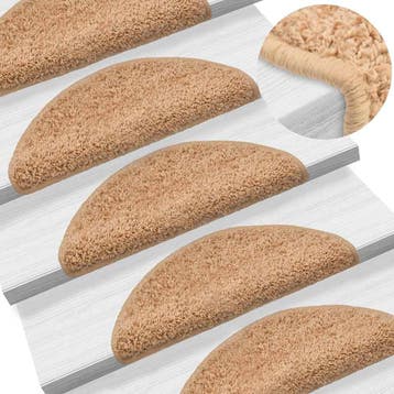 vidaXL Trapmatten 10 st 56x17x3 cm Beige Halfrond, Verzenden, Nieuw