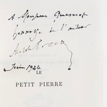 Signé ; Anatole France - Le Petit Pierre [avec un envoi de
