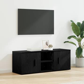 vidaXL TV-kast 100 x 31,5 x 35 cm Zwart Eiken Bewerkt hout, Minder dan 50 cm, Verzenden, Nieuw, Minder dan 100 cm