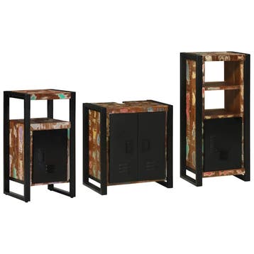 vidaXL Badkamermeubelset 3 st Multikleur en Zwart 55 x 35 x, Verzenden, Nieuw, Overige typen