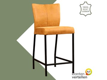 Leren barkruk Revolt laag - Kenia Cognac (cognac) - Poten, Huis en Inrichting, Barkrukken, Nieuw, Leer, Ophalen of Verzenden, 90 cm of meer