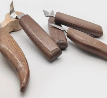 Professionele Houtsnijset: 5 Delig met Gebogen Mes & Schrape, Verzenden