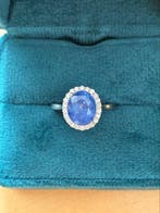 Ring Platina - 3.83ct. tw. Saffier - Diamant, Sieraden, Tassen en Uiterlijk, Ringen, Nieuw