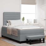 vidaXL Boxspringbed met kussen Lichtgrijs 120 x 200 cm Stof, Verzenden, Nieuw, Stof