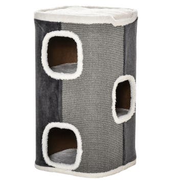 TRUUSK Kattenboom Krabton - 3 Niveaus - Spaanplaat - Fluweel, Verzenden, Nieuw