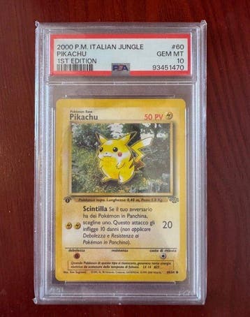 Pokémon - 1 Graded card - Pikachu 60/64 First edition - PSA, Nieuw