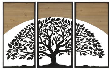 WANDPANEEL BOOGIJZER EN HOUT SET 3 STUKS CM 105X2X70, Ophalen of Verzenden, Nieuw