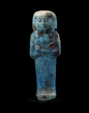 Oud-Egyptisch Faience - Oushebti / shabti met blauwe glazuur