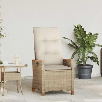 vidaXL Verstelbare tuinstoel Beige en Crème 64 x 57,5 x 112, Verzenden, Nieuw