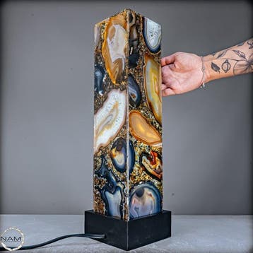 Exclusieve designer-agaatlamp – Een luxueus kunstobject uit