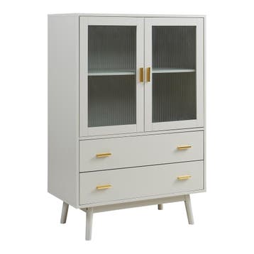 Vitrinekast Susa 120x80x40 cm beige [en.casa], Verzenden, Nieuw